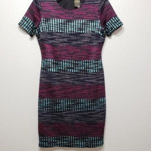 Taylor Blue, Pink, and Teal Striped Dress